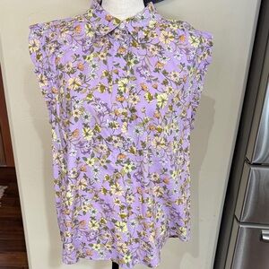 LOFT Lavender Floral sleeveless blouse